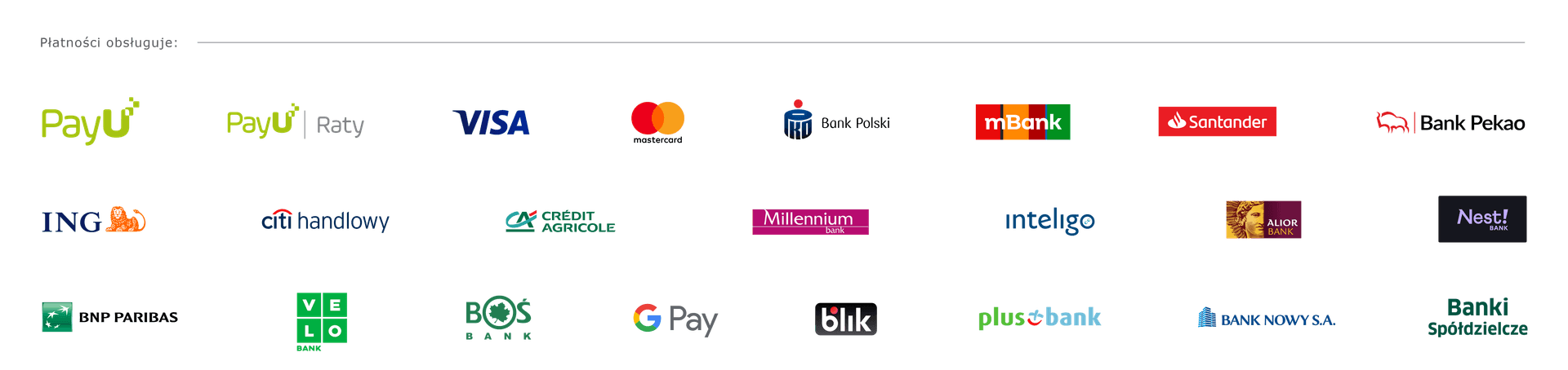 Metody płatności: PayU, Visa, Mastercard, BLIK, Google Pay, przelewy bankowe